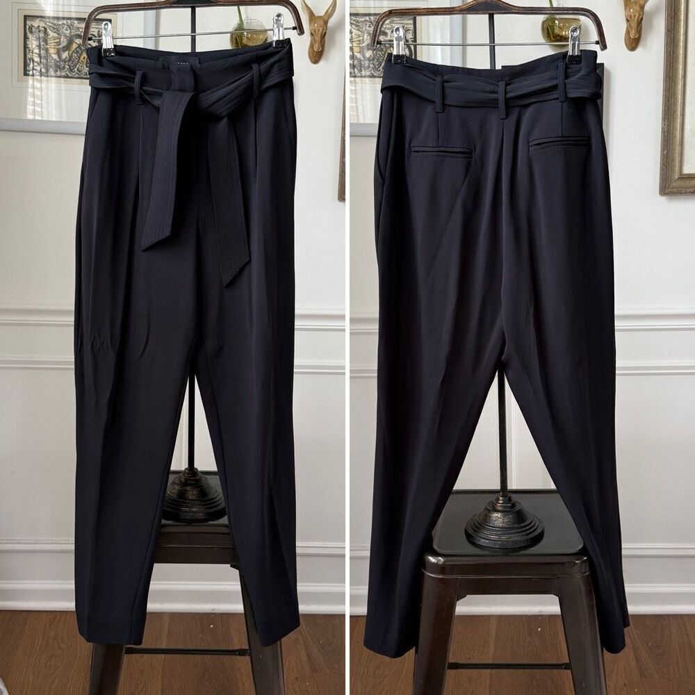 Equipment Femme Black High Waisted Belted Taper Trousers $325 2
